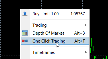 Débuter le trading : One Click Trading sur MT4 PC