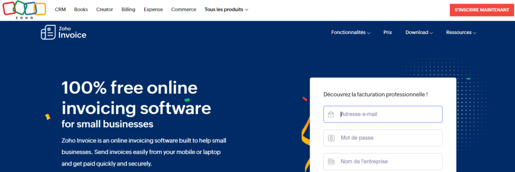 Les 10 Meilleures Plateformes pour Facturer ses Clients : Zoho Invoice